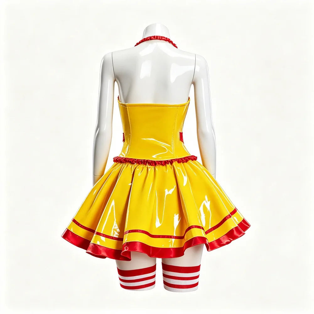 Anime Restaurant Waiter Uniform Virtual Idol Dress Cosplay Red Yellow Dress Woman Adult Stage Uniform Halloween Party