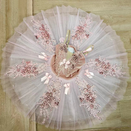 XiuLou Professional Ballet Tutu Dress with Appliques for Dance Performance