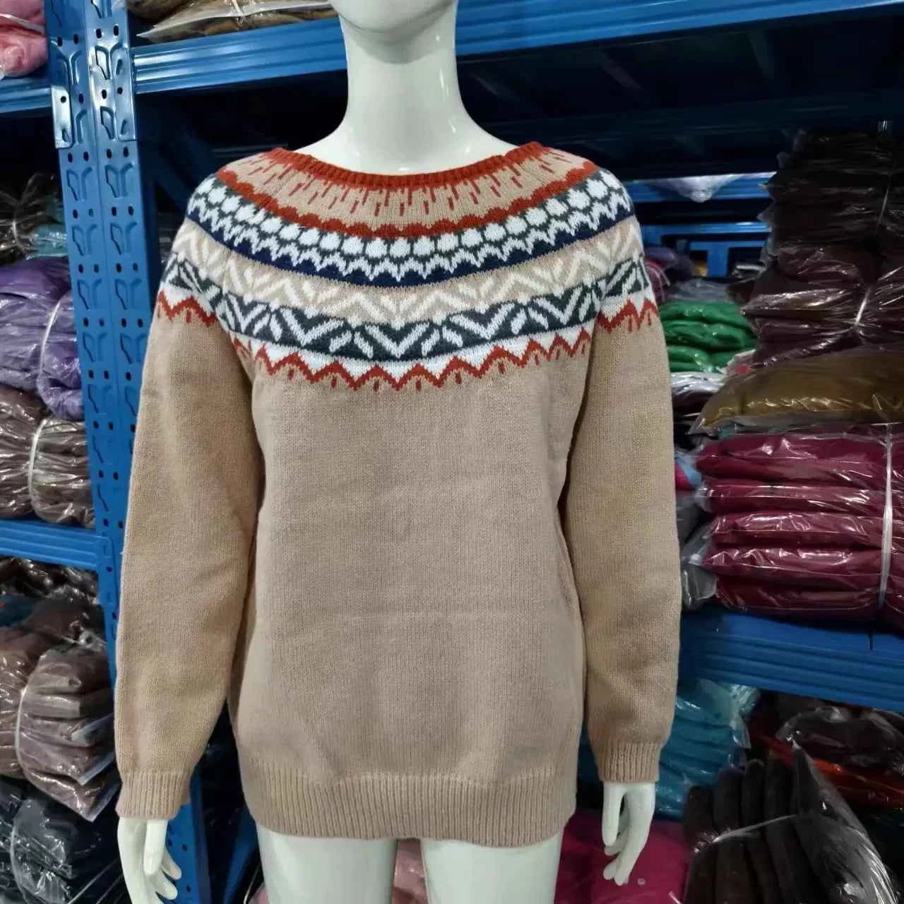 Spring Knitted Women's Sweater O-neck Long Sleeve Casual Loose Sweater Elegant Trendy Print Female Winter Fashion Ladies Clothes