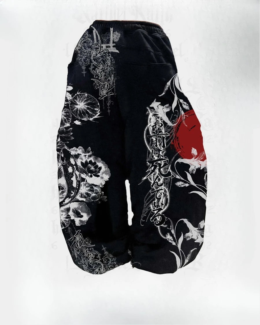 Equinox Flower Japanese Leisure Pants Manga Printing Men Women Slacks Trousers Y2K Gothic Wide Pants