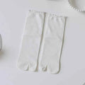 Japanese Ruffled Edge Cotton Split Toe Socks Solid Color Two-Toed Sock Unisex Harajuku Simple Tabi Socks High Elastic Hosiery