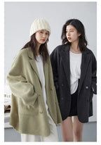 CHIC VEN Women's Wool Blend Double-Breasted Coat
