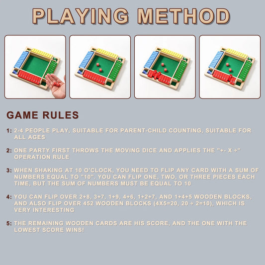 AIUAZA 1 Set Drinking Games, Wooden Board Game For 1-4 Players, Classic Family Game With 8pcs Dices, gaming gift SS69