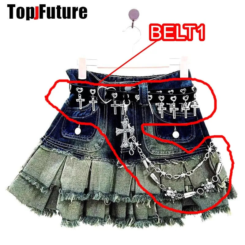 Women Girl HAND MAKE Gothic Lolita Punk Harajuku bling bling skull laziness belt waist belt  Lolita cosplay party belt gift SS69