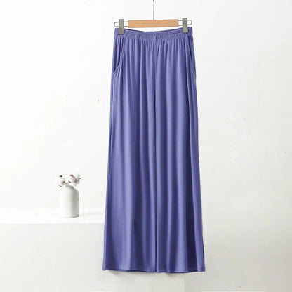 XL to 8XL Modal Pocket Loose Pants Spring summer Casual Wide Leg Pants solid color High Elastic Large size Trousers Homewear