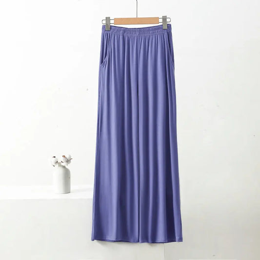 XL to 8XL Modal Pocket Loose Pants Spring summer Casual Wide Leg Pants solid color High Elastic Large size Trousers Homewear