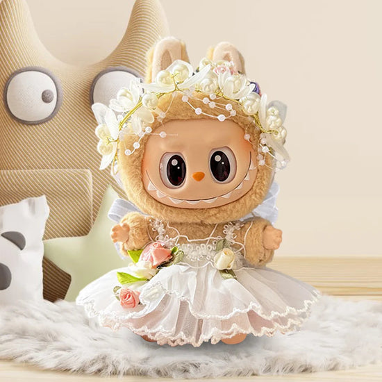 17cm Mini Plush Doll's Clothes Outfit Accessories for Korea Kpop Labubu Dolls Sit Party Overalls Clothing Gift （Only clothes） SS69