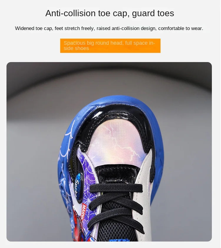 Disney Spider-man Children's Shoes Boys Sneakers Spring Autumn Cartoon Fashion Kids Lighted Sports Shoes Child Boy LED Sneaker