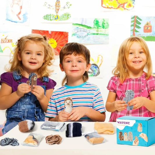 Alpaca Needle Felting Kit - Set of 3 Different Alpaca Doll Wool Felt Needle Felting Tools Foam Pad, DIY Home Decoration Needle SS69