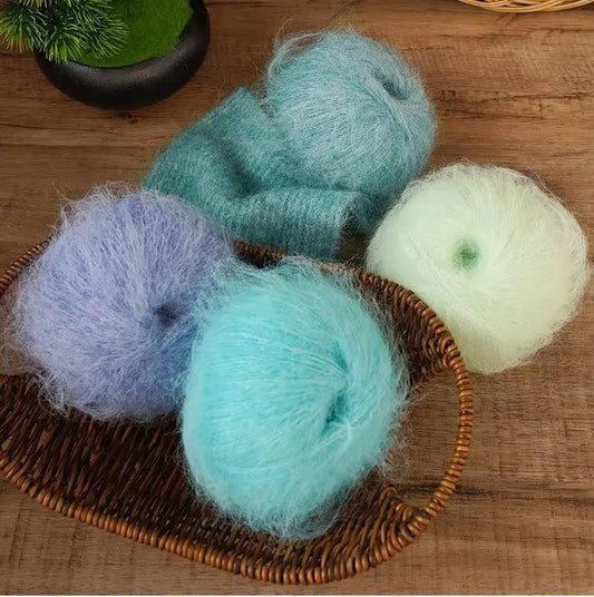 300g Colorful Long-Haired Alpaca Mohair Yarn Handmade DIY Material Knitting Autumn and Winter Fashion Women's Sweater Sweater Jacket Shawl Yarn Ball 1 Piece = 6 Pieces = 300g