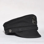 2025 New Navy Peaked Sailor Cap Men Women Summer Beret Hat Male Canvas Grey Eagle Belt Locomotive German Captain Casque