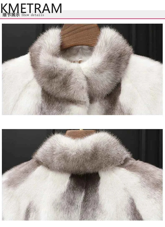 KMETRAM 100% Cross Mink Fur Jacket Woman Mid Length Real Fur Coat Winter Women Clothing Furry Jackets 2025 шуба женская