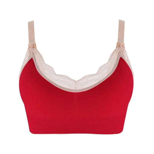 Wireless Front Open Nursing Bra Soft Lace Breathable Seamless Maternity Breastfeeding Bras Maternal Support For Pregnant Women