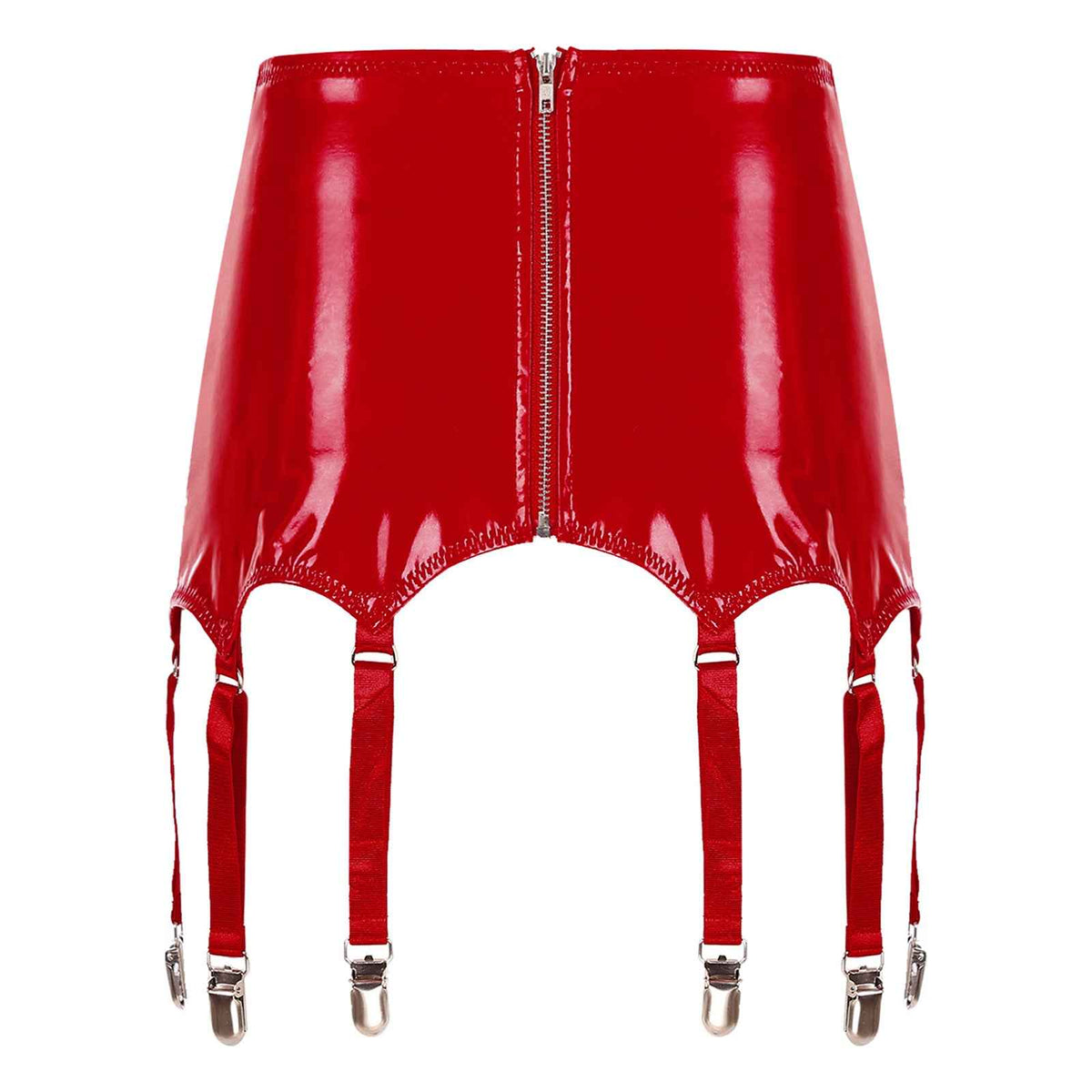 Womens Garters Suspender Belt Skirts Ladies Wet Look Mini Skirts Leather Garters with Metal Clips Clubwear Costume Underwear