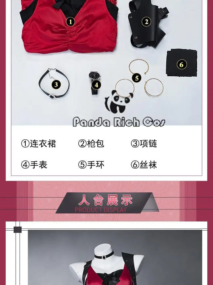 Ada Wong Resident Evil Cosplay Red Cheongsam Dress Set for Women