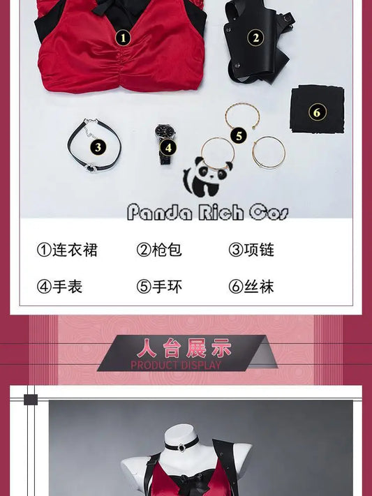 Ada Wong Resident Evil Cosplay Red Cheongsam Dress Set for Women