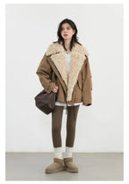 CHIC VEN Women's Cotton Motorcycle Jacket - Loose Casual Autumn Winter