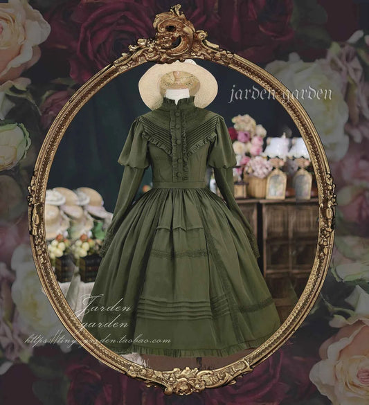 2025 New Classical Long-sleeved Stand-up Collar Slim-fitting Dress Japanese Sweet and Cute Girl Lolita OP Mid-length Dresses
