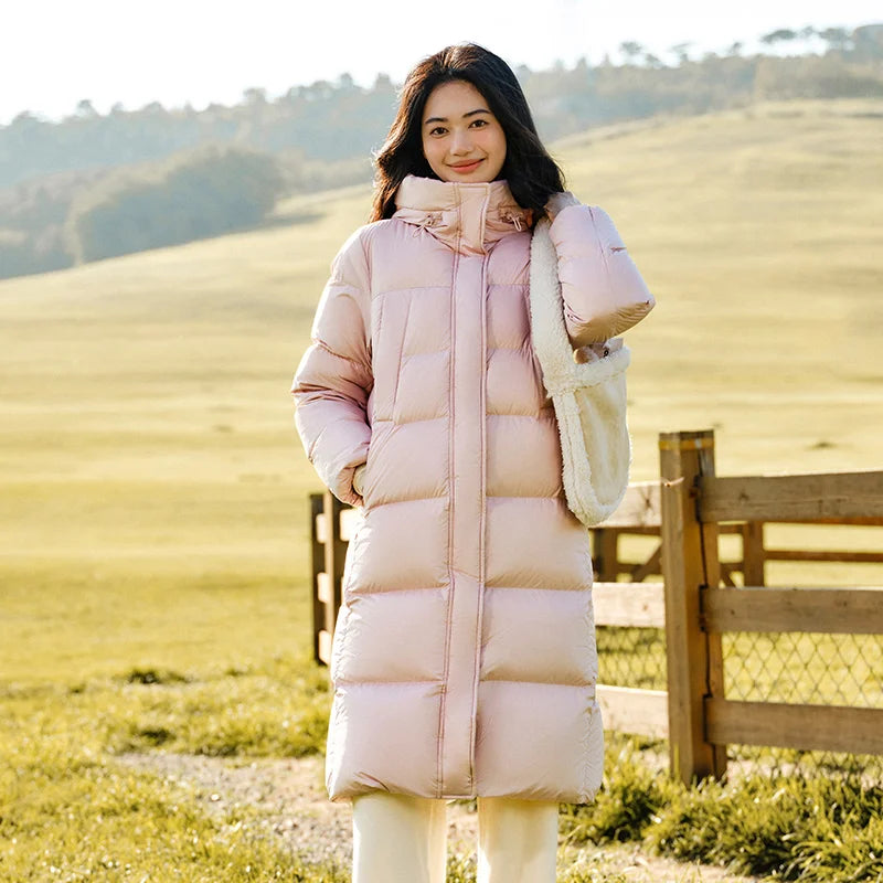 Semir Women's Long Hooded Down Jacket - 90% Duck Down