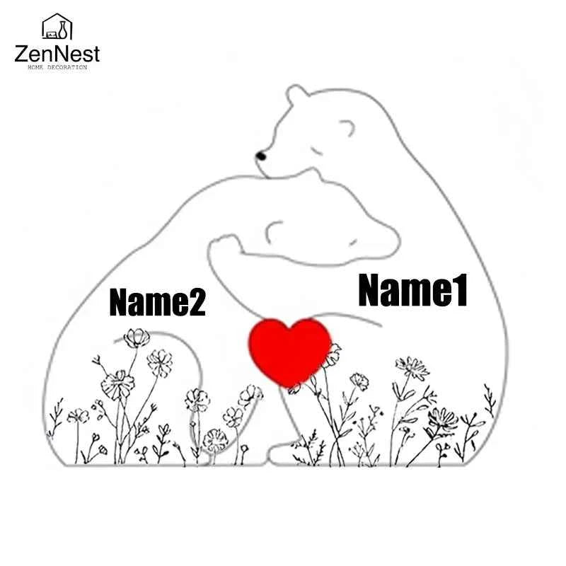 Artistic Wooden Puzzles, Little Bear Family Personalized Name Puzzles, Thanksgiving Christmas Gifts, Home Tabletop Decorations