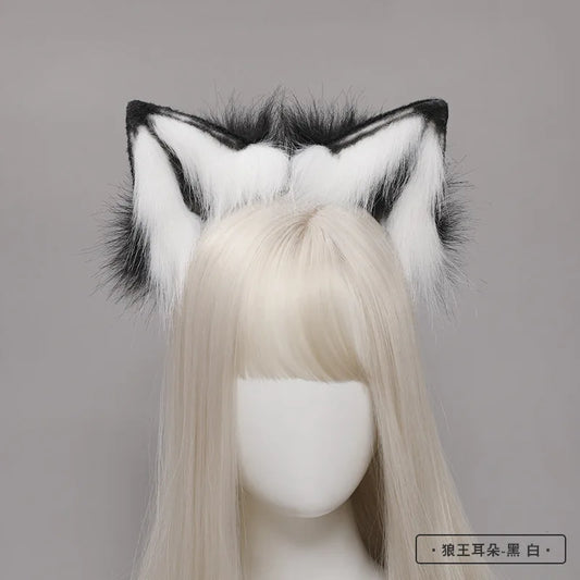 New Red Fox Ear Beast Tail Wolf King Ear Cat Ear Headband Custom COSPLAY Hand Made LOL Golden Fox Ears Anime Hair Accessories