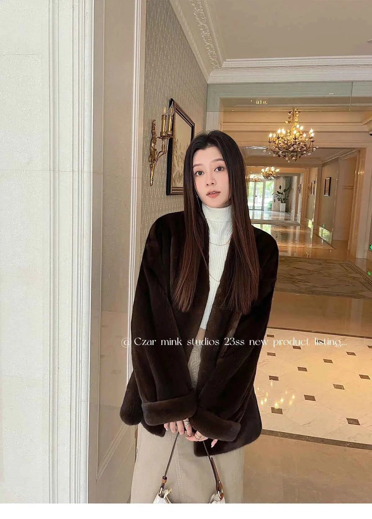 Winter Womens Real Mink Fur Coat High Quality V-neck Fur Jackets for Women New in Outerwears Luxury Clothes 2024 шуба женская