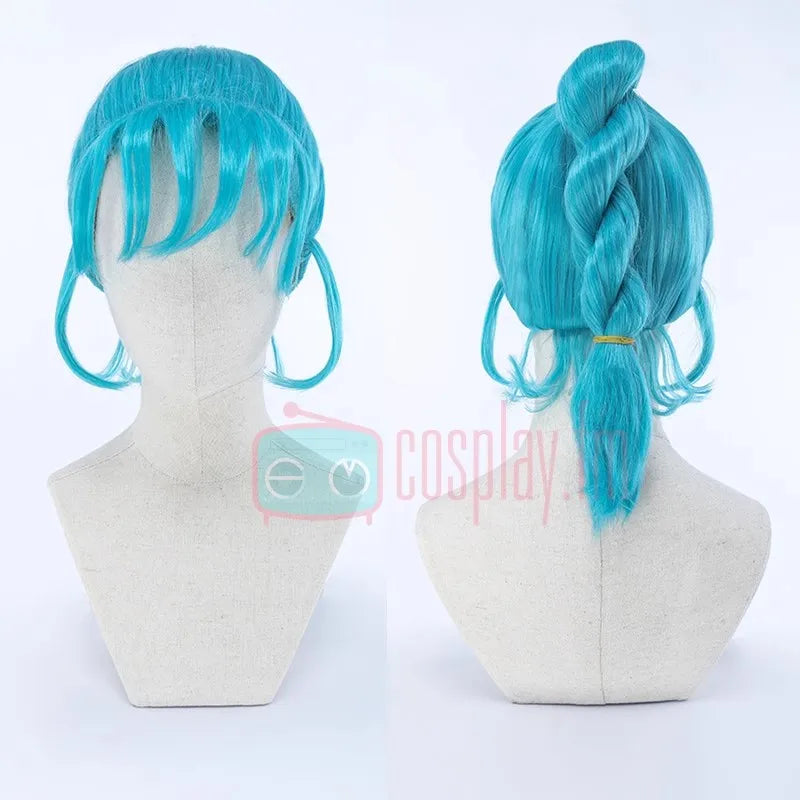 Anime Bulma Cosplay Costume Wig Women Short T-shirt Sexy Leather Bodysuit Headwear Scarf Belt Bag Set Halloween Carnival Clothes