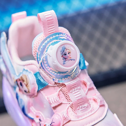 Disney Princess Two Wheels Children's Led Light Roller Skate Shoes For Girls 2025 Glowing Sports Luminous Sneakers