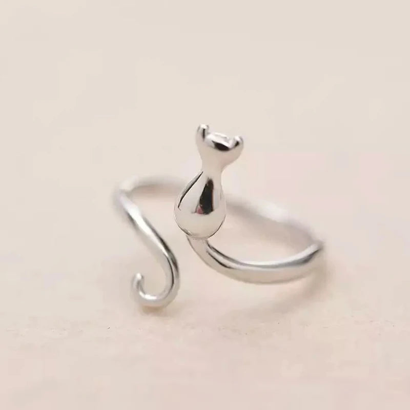 Huitan Cute Mouse Shape Open Ring for Women Antique Silver Color Modern Fashion Girls Finger Accessories Hip Hop Party Jewelry SS69 6.69 Q701 / resizable