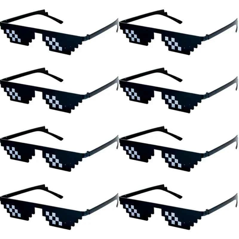 1-8pcs Mosaic Sunglasses Cool Party Vintage Shades Eyewear For Men Pixelated Sunglasses Funny Women Glasses