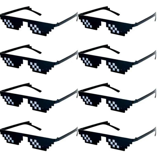 1-8pcs Mosaic Sunglasses Cool Party Vintage Shades Eyewear For Men Pixelated Sunglasses Funny Women Glasses
