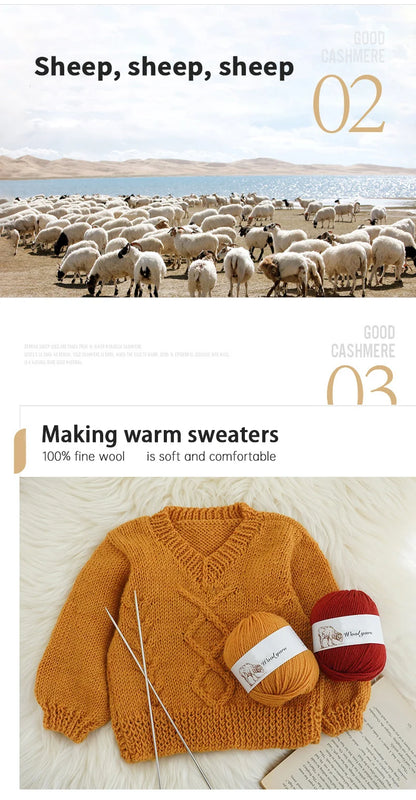 500g pure wool yarn fine count cashmere medium coarse yarn for making warm sweaters and scarves for autumn and winter