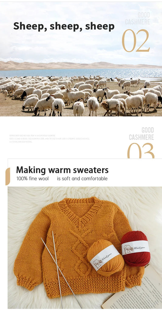 500g pure wool yarn fine count cashmere medium coarse yarn for making warm sweaters and scarves for autumn and winter