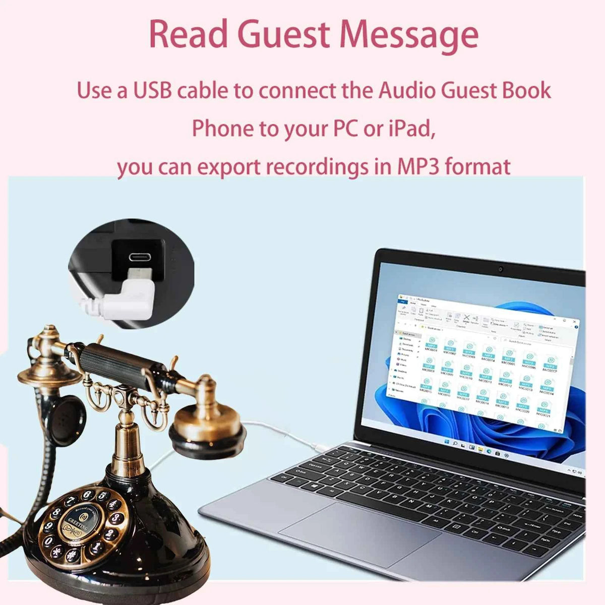 Voice Guestbook phone Wedding Telephone Classic Retro Craftsmanship Recording Guestbook For Confessional Wedding Birthday Party