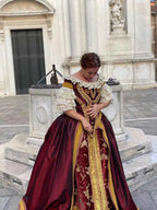 Italian Renaissance Borgia Costume 17th Century Gorgeous Baroque Queen Red Wedding Dress Tudor Elizabethan Duchess Ball Gown