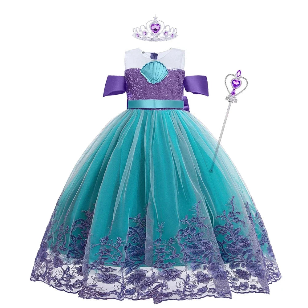 Supertaro Chen Ariel Princess Cosplay Dress Floral Mesh Ball Gown