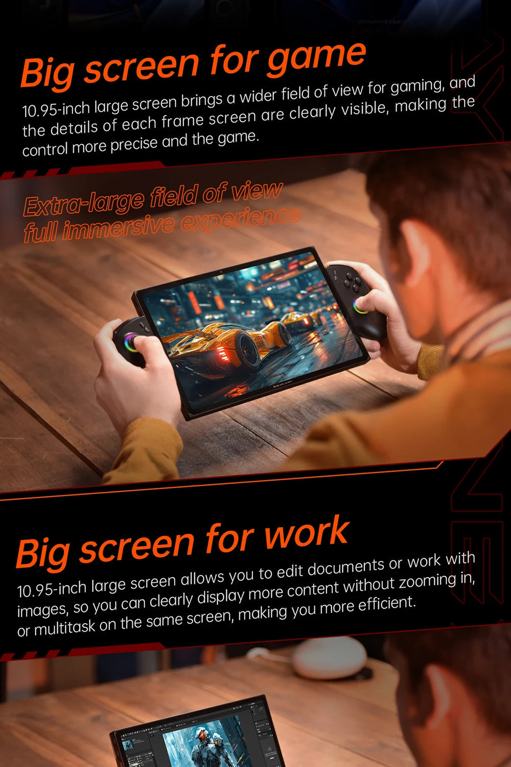 OneXPlayer X1 PRO AMD Ryzen AI 9 HX 370 /8840U PC Game Console 3 IN 1 Laptop Tablet 10.95 Inch 120 Hz AI CPU Computer Controller SS69