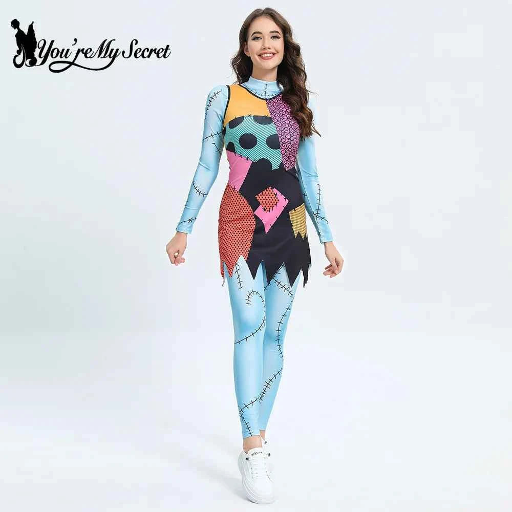 [You're My Secret] Nightmare Christmas Sally Cosplay Costumes Sets Disguise Jumpsuits Carnival Party Zenti Bodysuit Oufits