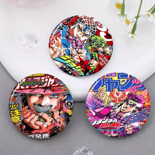 Anime JoJo Bizarre Adventure Soft Button Pin Round Metal Badge Lapel Pin Parts Gift Friends Kid Jewelry