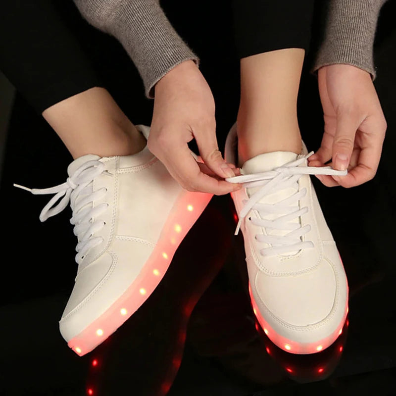 Comemore 2022 Adult Unisex Womens Mens Kid Luminous Sneakers Glowing USB Charge Boys LED Colorful Light-up Shoes Girls Footwear SS69