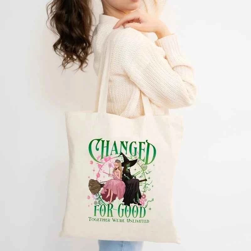 Wicked The Musical Canvas Tote Bag Glinda Elphaba Inspired Musical Lover Gifts Shopping Bag Musical Theater Fans Gift Handbag