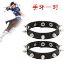 Women's Street Fighter Chun Li Cosplay Costume Game Fighter Chunli Blue Cheongsam with Headdress and Waistband Halloween Costume