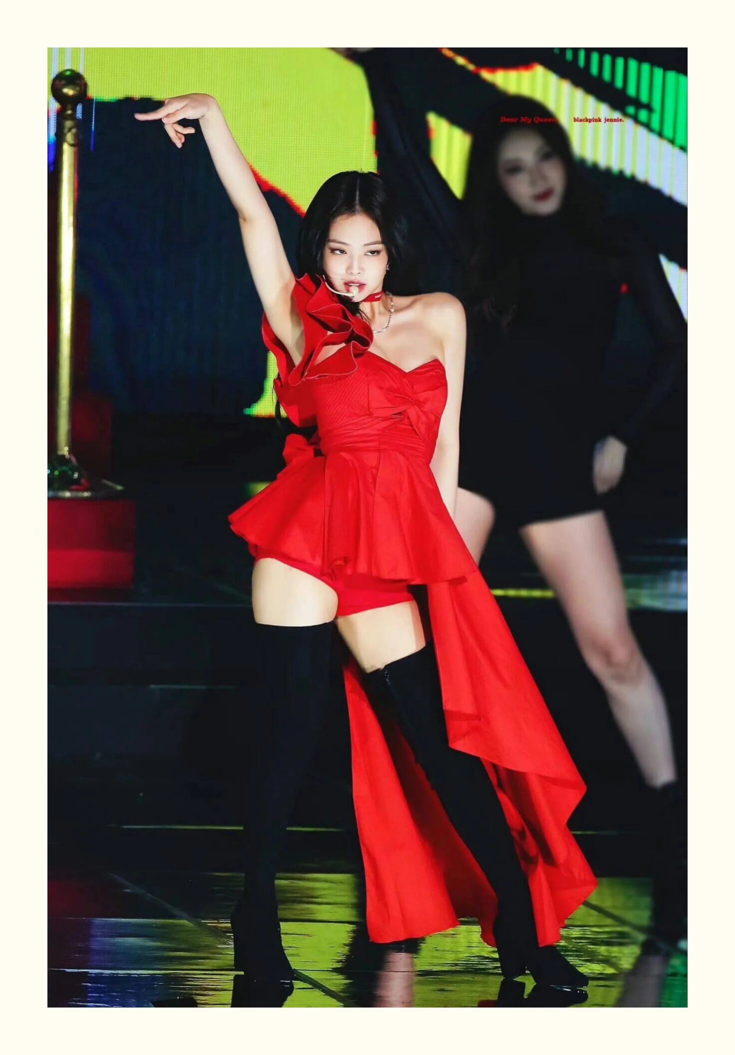 Jennie Stage Red Dress Cosplay Costume for Women