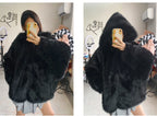 Nerazzurri Women's Faux Fur Coat with Hood - Warm & Fluffy