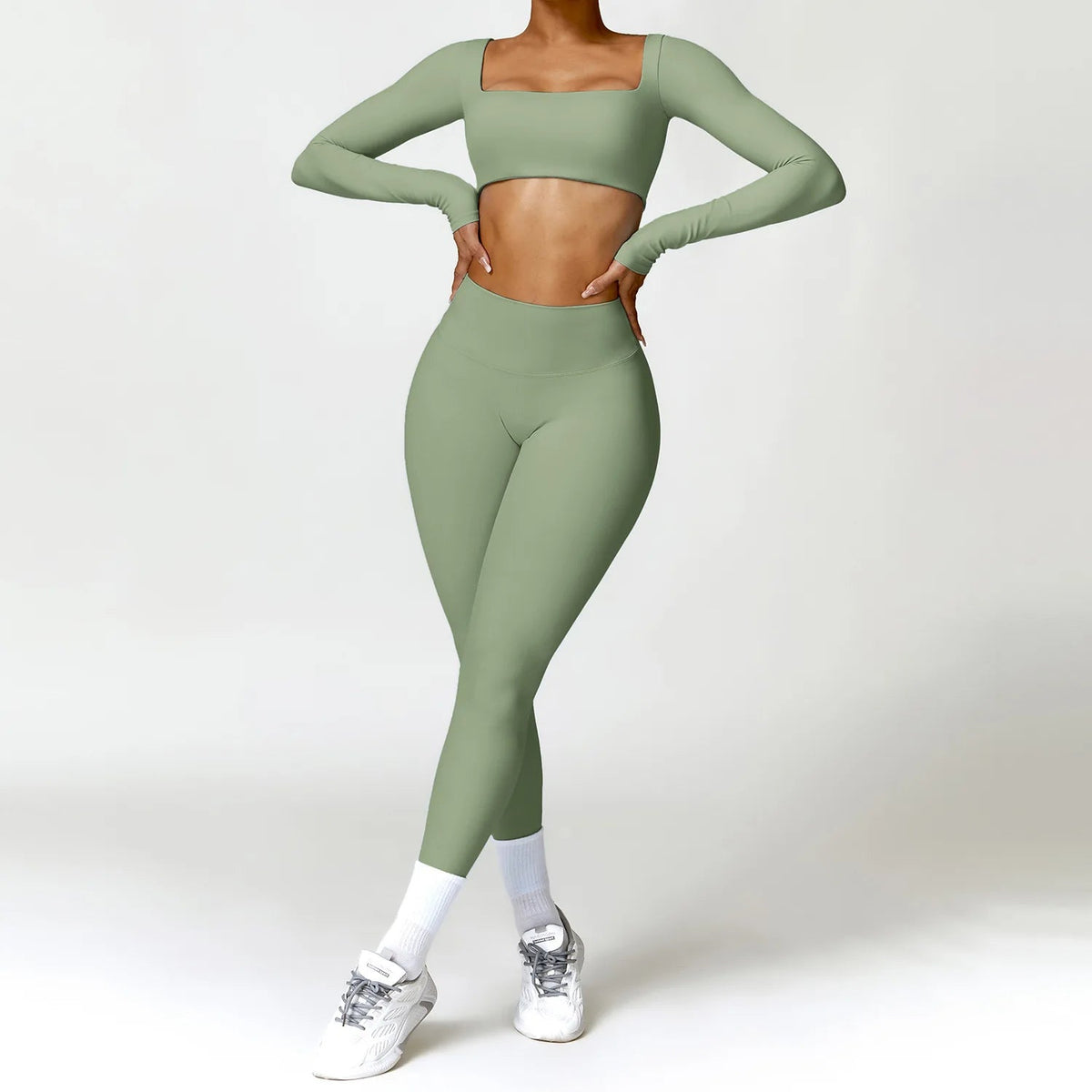 2PCS Yoga Suit Sports Set Women Quick-Drying Gym Set Women Tracksuit Running Workout Long Sleeve Sports Shirt Yoga Clothing SS69