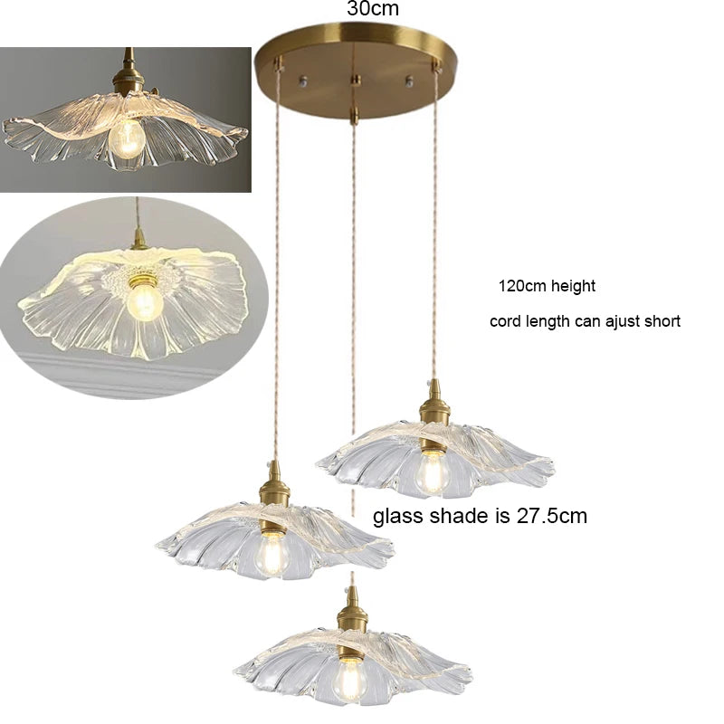 Vintage Pendant Lights Flower Glass Hanging Lamps Home Decoration Lighting Living Room Bedroom Bedside Light Fixture Indoor Shop