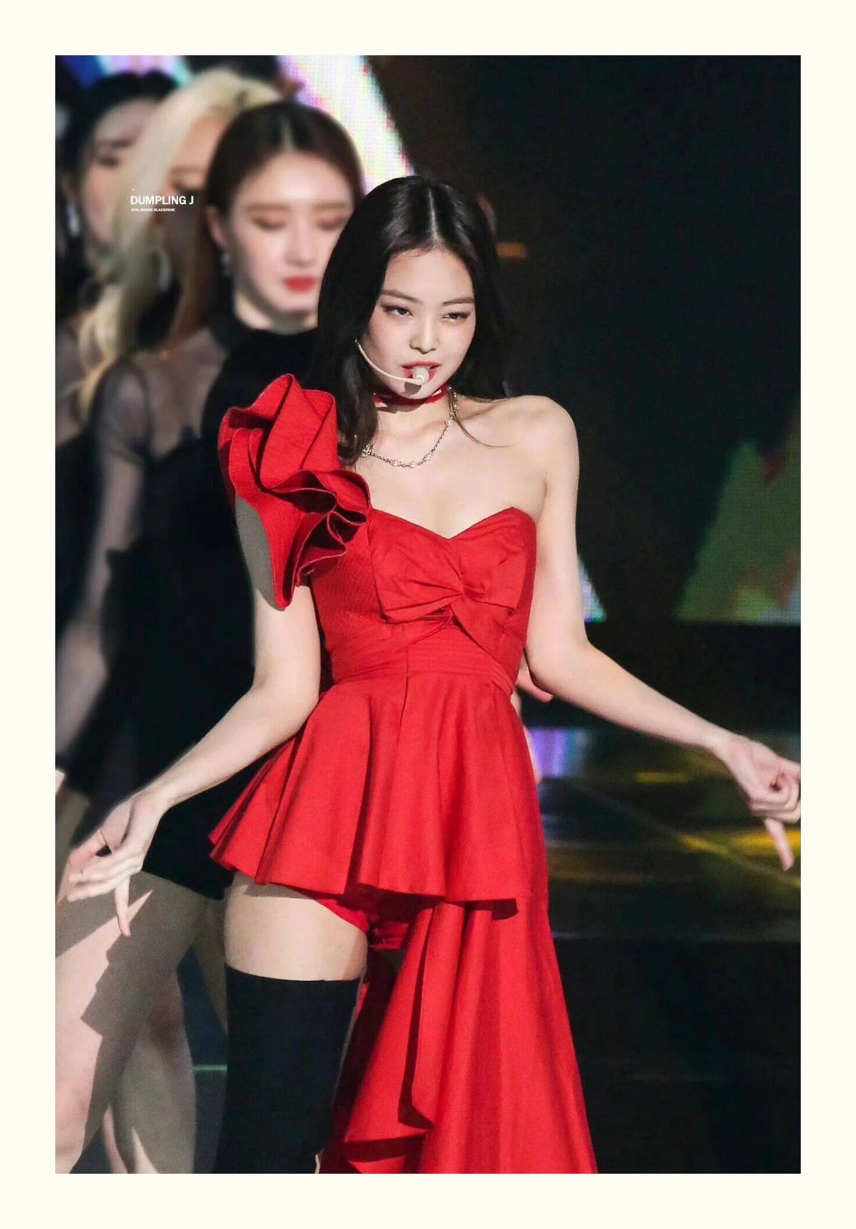 Jennie Stage Red Dress Cosplay Costume for Women