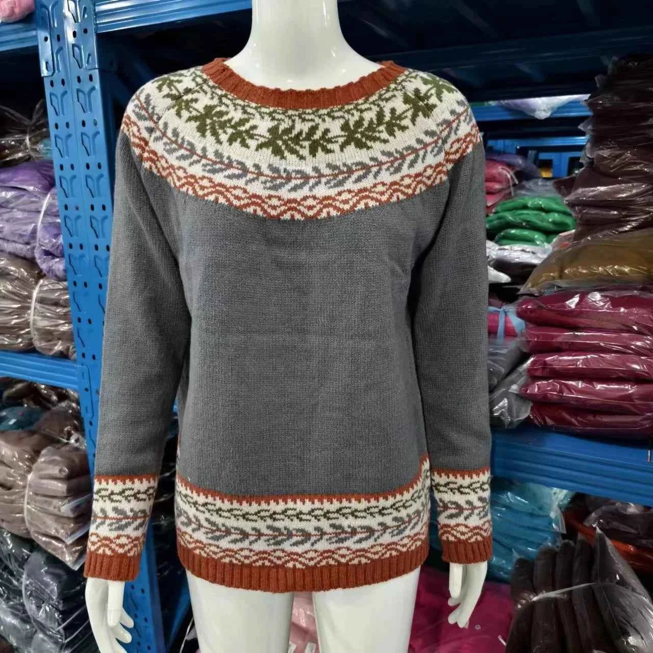 Spring Knitted Women's Sweater O-neck Long Sleeve Casual Loose Sweater Elegant Trendy Print Female Winter Fashion Ladies Clothes