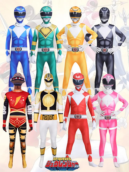 Samurai Sentai Shinkenger Superhero Cosplay Jumpsuit and Mask Set for Adults