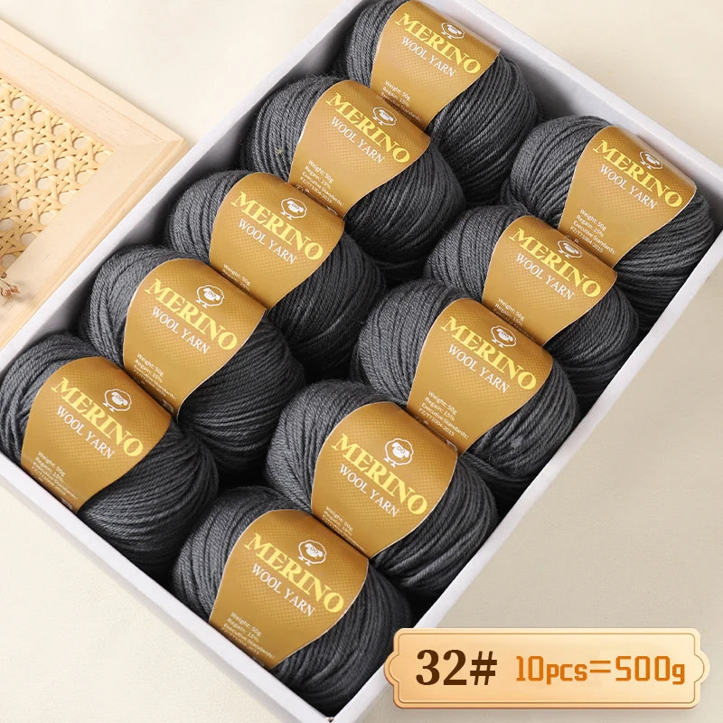 500g of High-Quality 212 Medium-Fine Alpaca Wool Yarn, Suitable for Knitting Sweaters, Scarves, and Hats, 10 Skeins/Pack